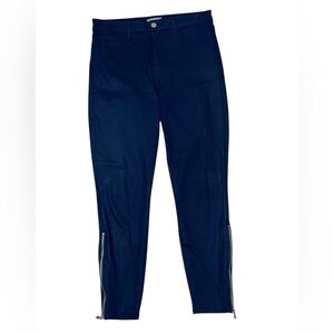 L’AGENCE Skinny High Rise Deep Cove Coated Navy Side Zip Jeans